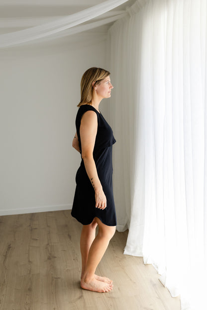 Black Sleeveless Breastfeeding Dress