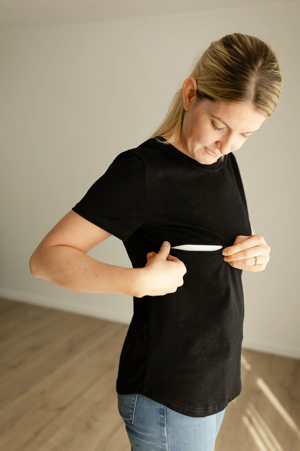 Essentials Front Zip Tee.